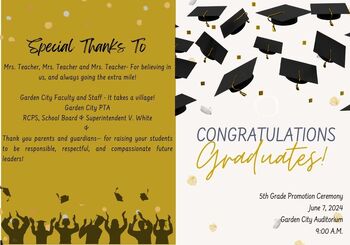 Preview of 5th Grade Graduation Pamphlet (Editable)