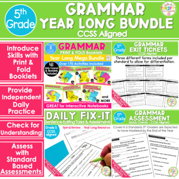 Preview of 5th Grade Grammar Bundle | Daily Practice Interactive Notebook Worksheets