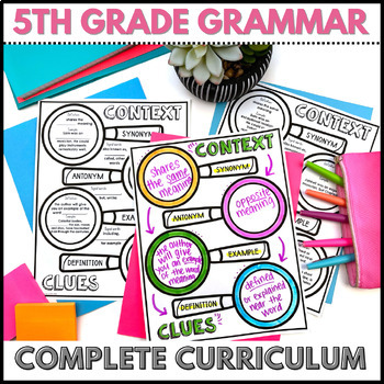 Preview of 5th Grade Grammar Curriculum - Daily Grammar Practice, Worksheets, Doodle Notes