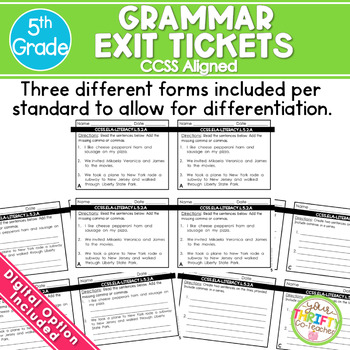 Preview of 5th Grade Grammar Digital Exit Tickets | Digital Grammar Distance Learning