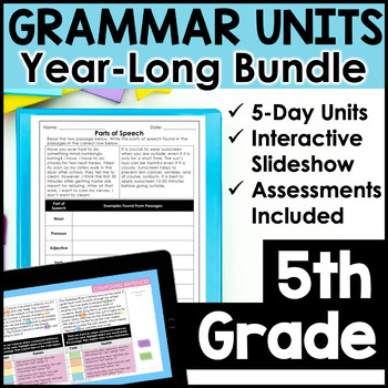 Preview of 5th Grade Grammar For the Year - Lesson Plans & Practice Worksheets For $1/Unit