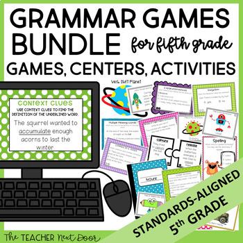 Preview of 5th Grade Grammar Games Bundle - Grammar Centers Bundle for 5th Grade