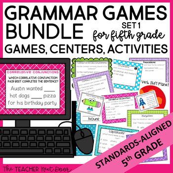 Preview of 5th Grade Grammar Games Bundle Set 1 - 5th Grade Grammar Centers Bundle
