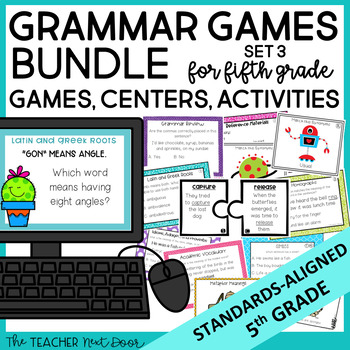 Preview of 5th Grade Grammar Games Bundle Set 3 - 5th Grade Grammar Centers Bundle