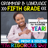 5th Grade Grammar & Language Year Long Bundle Lessons, Pra