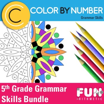 Preview of 5th Grade Grammar Skills Color by Number Bundle