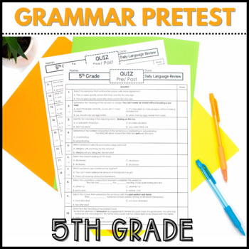 Preview of 5th Grade Grammar and Language Pretest