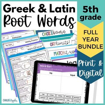 Preview of 5th Grade Greek & Latin Roots Vocabulary Activities & Words PRINT & DIGITAL