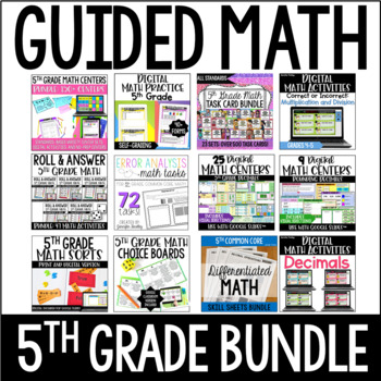Preview of 5th Grade Guided Math Centers and Activities (Mega Bundle of Math Stations)