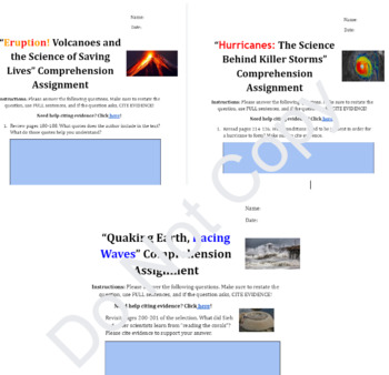 Preview of 5th Grade HMH Module 3 Comprehension Assignments