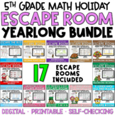 5th Grade Math YEAR LONG Escape Room HOLIDAY BUNDLE