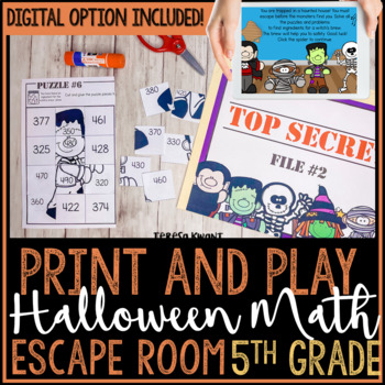Preview of 5th Grade Halloween Math Escape Room Breakout Activity Multiplication