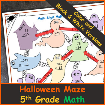 Preview of 5th Grade Halloween | Math Mazes