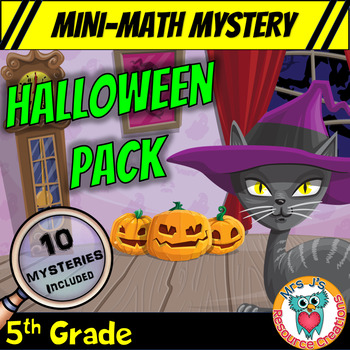 Preview of 5th Grade Halloween Math Mini Mysteries - Printable and Digital Game Worksheets