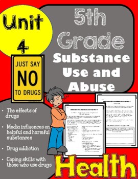 Preview of 5th Grade Health - Unit 4: Substance Use and Abuse Activities and Worksheets