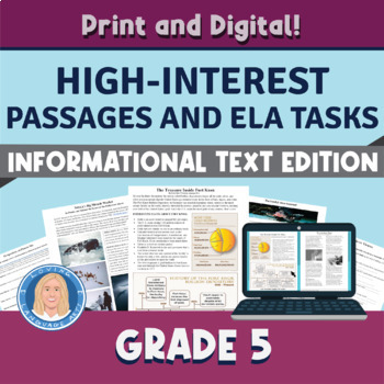 Preview of 5th Grade Reading Passages & Comprehension Tasks | Informational Text Edition