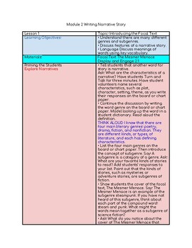 Preview of 5th Grade HmH Module 2 Writing Narrative Story Lesson Plans