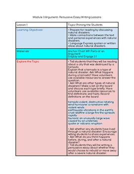 Preview of 5th Grade HmH Module 3 Argument- Persuasive Essay Writing Lesson Plans