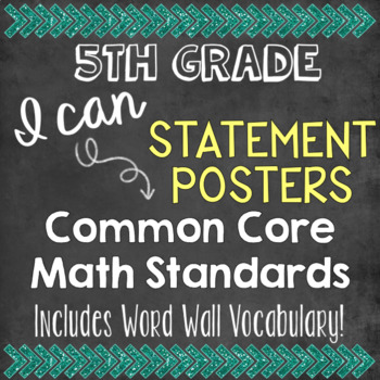 Preview of 5th Grade I Can Statements MATH Common Core Standards