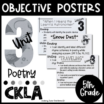Preview of 5th Grade- I Can Statements/ Objectives CKLA Unit 3: Poetry