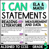 5th Grade I Can Statements for Common Core ELA and Math - 