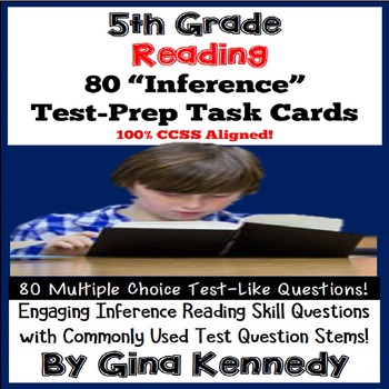 Preview of 5th Grade Inference Reading Task Cards, Test-Prep