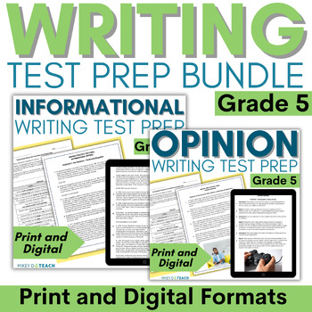 Preview of 5th Grade Informational & Opinion Essay Writing - Test Prep Practice Prompts