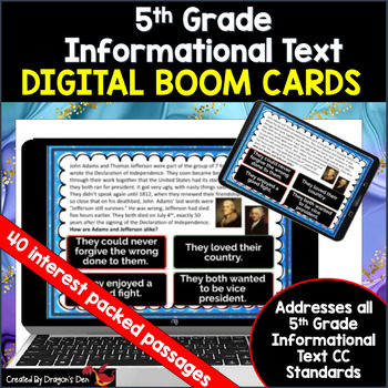 Preview of 5th Grade Informational Text Digital Boom Cards