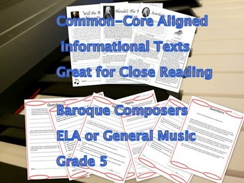 Preview of 5th Grade Informational Texts + Questions: 3 Baroque Composers