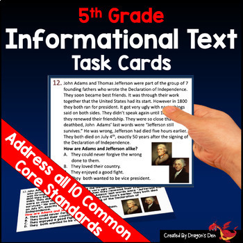 Preview of 5th Grade Informational Text Task Cards and Game Print and Digital