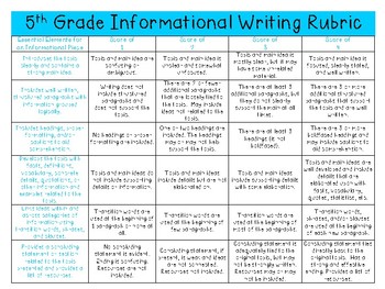 informative essay rubric 5th grade