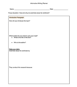 Preview of 5th Grade Informative Writing Template