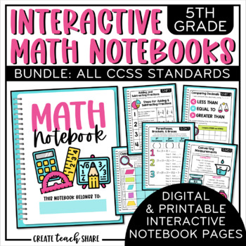Preview of Math Interactive Notebook 5th Grade BUNDLE | Digital & Printable | Google Slides