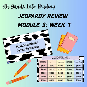 Preview of 5th Grade Into Reading - M3: W1 Jeopardy Review