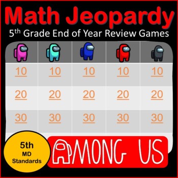 Preview of 5th Grade Jeopardy | Measurement, Data, and Geometry | No Prep Math Review Game 