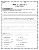 5th Grade Journey's Comprehension Review Sheet (Unit 1, Lesson 2)