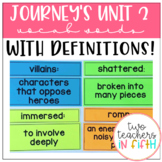 5th Grade Journey's Unit 2 Vocabulary Words and Definitions Cards