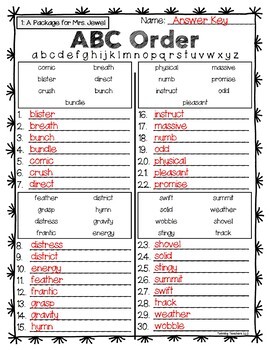 spelling words alphabetical order