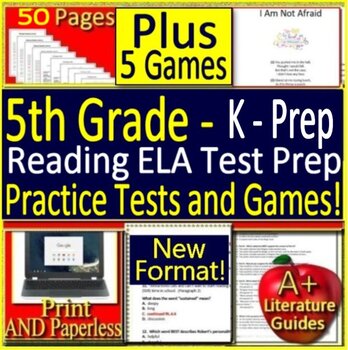 Preview of 5th Grade K-Prep Reading ELA Test Prep Tests + Games Bundle! Kentucky KPrep