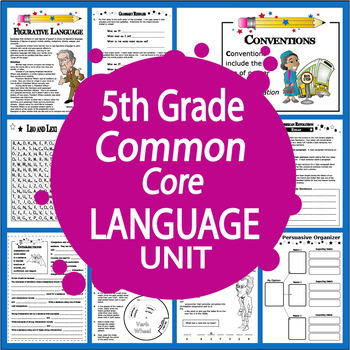 Preview of 5th Grade LANGUAGE & GRAMMAR Lessons Unit + ELA Practice Activities & Test Prep