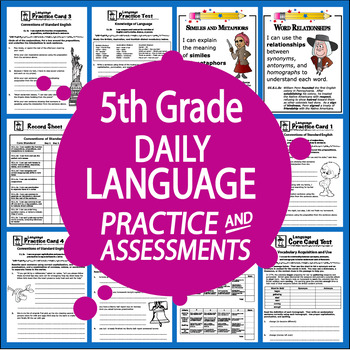 Preview of 5th Grade LANGUAGE Test Prep – Daily Grammar Review + ELA Morning Work Practice