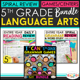 5th Grade Language Arts BUNDLE | Spiral Review, Games & Qu