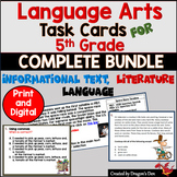 5th Grade Language Arts Task Card Bundle Print and Digital