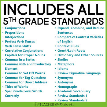 5th grade language assessments and practice pages