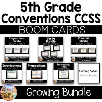 Preview of 5th Grade Language Conventions Boom Cards - Growing Bundle | Distance Learning