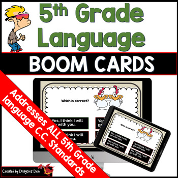 Preview of 5th Grade Language Digital Boom Cards