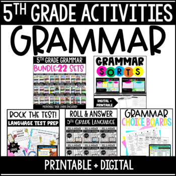 Preview of 5th Grade Language/Grammar Centers with Digital Activities