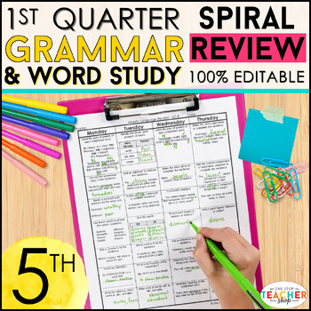 Preview of 5th Grade Language Spiral Review | 5th Grade Grammar Review | 1st QUARTER