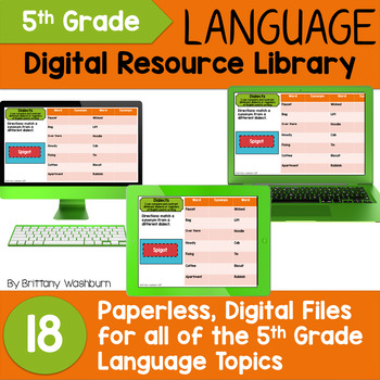 Preview of 5th Grade Language Standards Digital Notebooks Distance Learning