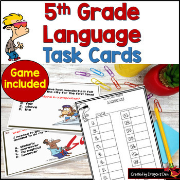 Preview of 5th Grade Language (Grammar) Task Cards and Game